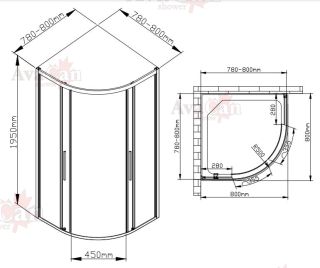 Душевой уголок AvaCan HC 80 MT 80x80 см хром